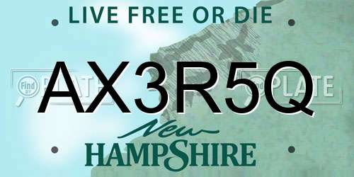 AX3R5Q New Hampshire License Plate