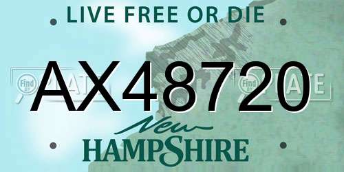 AX48720 New Hampshire License Plate