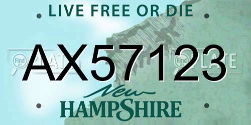 AX57123 New Hampshire License Plate