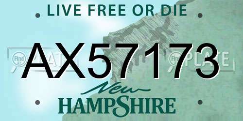 AX57173 New Hampshire License Plate
