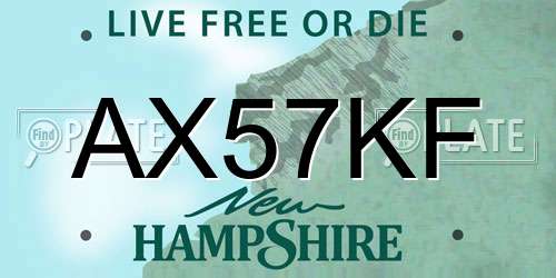 AX57KF New Hampshire License Plate