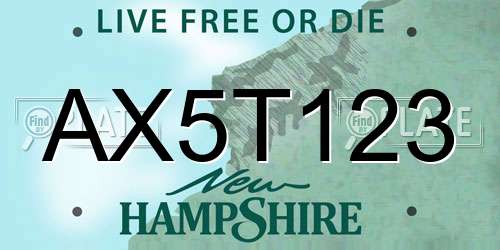 AX5T123 New Hampshire License Plate