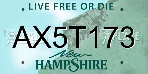 AX5T173 New Hampshire License Plate