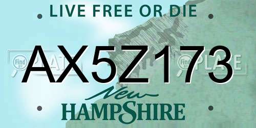 AX5Z173 New Hampshire License Plate