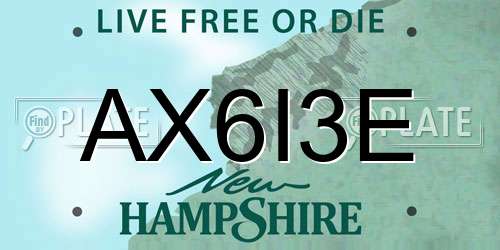 AX6I3E New Hampshire License Plate