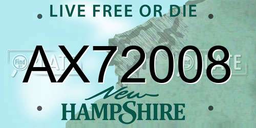AX72008 New Hampshire License Plate