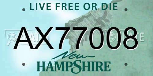 AX77008 New Hampshire License Plate