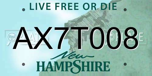 AX7T008 New Hampshire License Plate