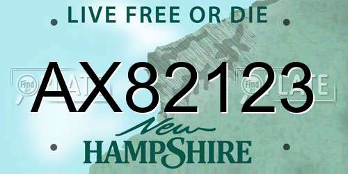 AX82123 New Hampshire License Plate