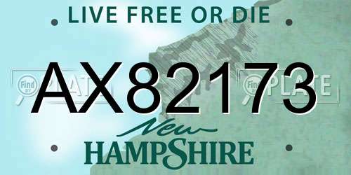 AX82173 New Hampshire License Plate