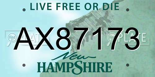 AX87173 New Hampshire License Plate