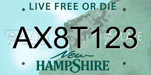 AX8T123 New Hampshire License Plate