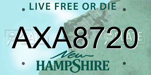 AXA8720 New Hampshire License Plate