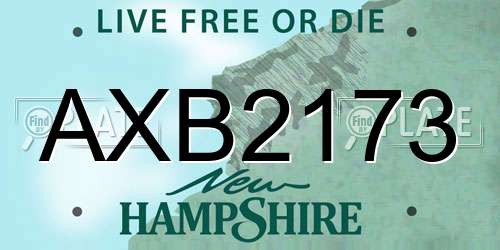 AXB2173 New Hampshire License Plate