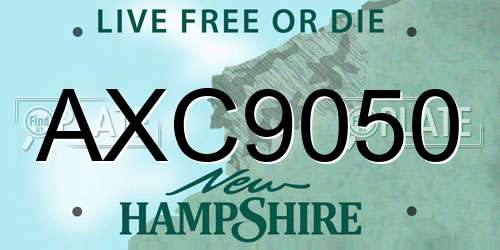 AXC9050 New Hampshire License Plate