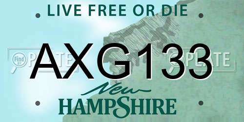 AXG133 New Hampshire License Plate