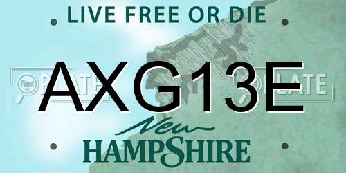AXG13E New Hampshire License Plate