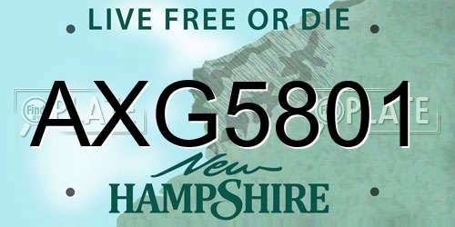 AXG5801 New Hampshire License Plate