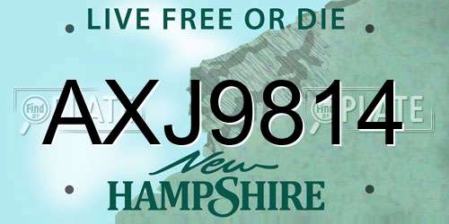 AXJ9814 New Hampshire License Plate