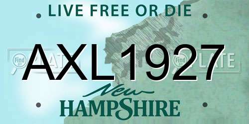 AXL1927 New Hampshire License Plate