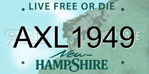 AXL1949 New Hampshire License Plate