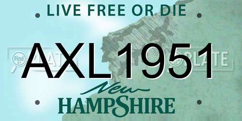 AXL1951 New Hampshire License Plate