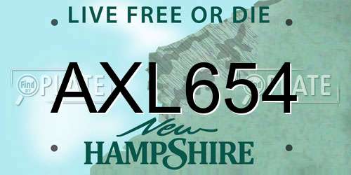 AXL654 New Hampshire License Plate