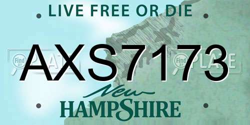 AXS7173 New Hampshire License Plate
