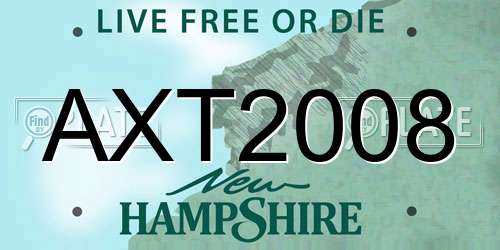 AXT2008 New Hampshire License Plate