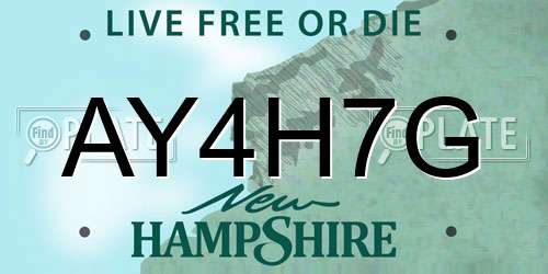 AY4H7G New Hampshire License Plate