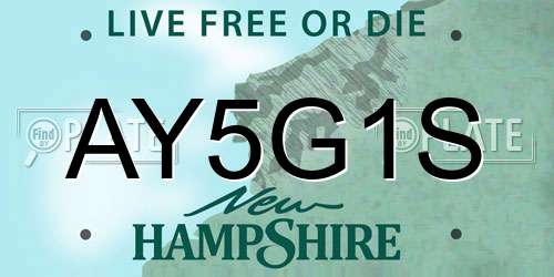 AY5G1S New Hampshire License Plate