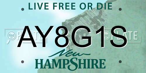 AY8G1S New Hampshire License Plate