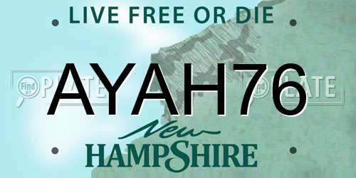 AYAH76 New Hampshire License Plate