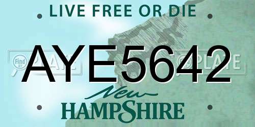 AYE5642 New Hampshire License Plate