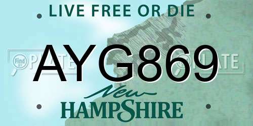 AYG869 New Hampshire License Plate