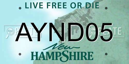 AYND05 New Hampshire License Plate