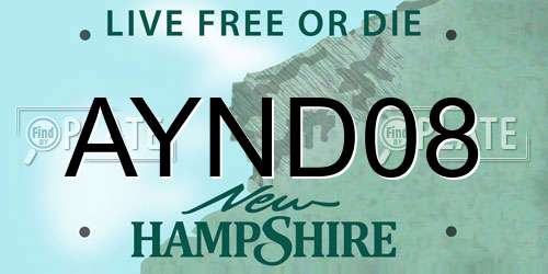 AYND08 New Hampshire License Plate