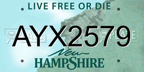 AYX2579 New Hampshire License Plate