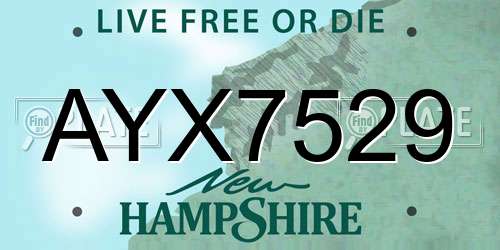 AYX7529 New Hampshire License Plate