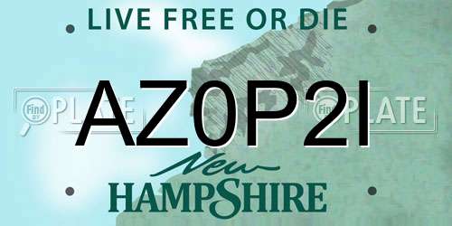 AZ0P2I New Hampshire License Plate