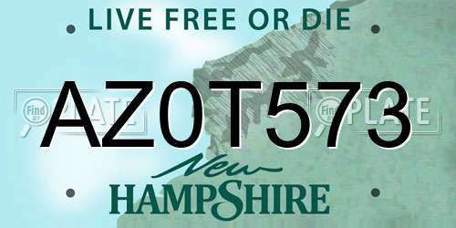 AZ0T573 New Hampshire License Plate