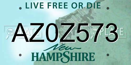 AZ0Z573 New Hampshire License Plate