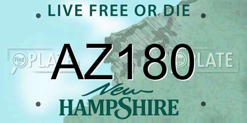 AZ180 New Hampshire License Plate