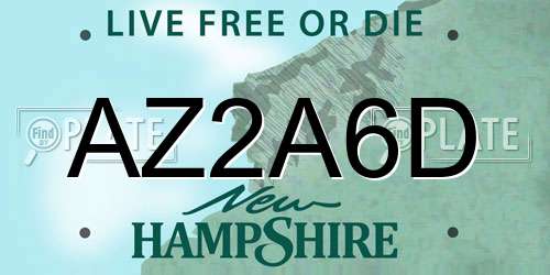 AZ2A6D New Hampshire License Plate