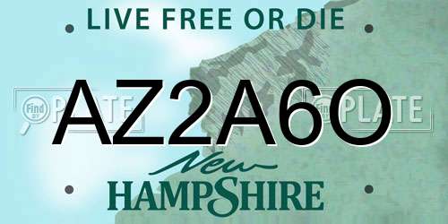 AZ2A6O New Hampshire License Plate