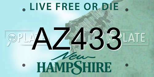 AZ433 New Hampshire License Plate