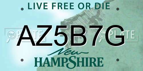 AZ5B7G New Hampshire License Plate