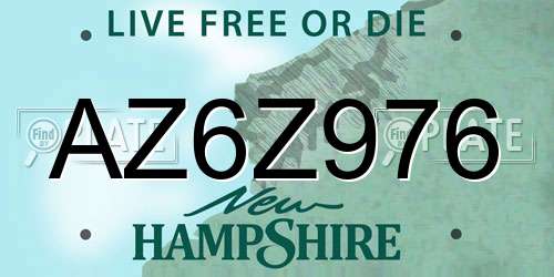 AZ6Z976 New Hampshire License Plate