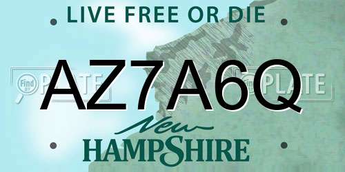 AZ7A6Q New Hampshire License Plate