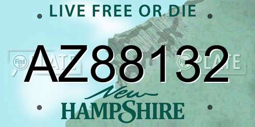 AZ88132 New Hampshire License Plate